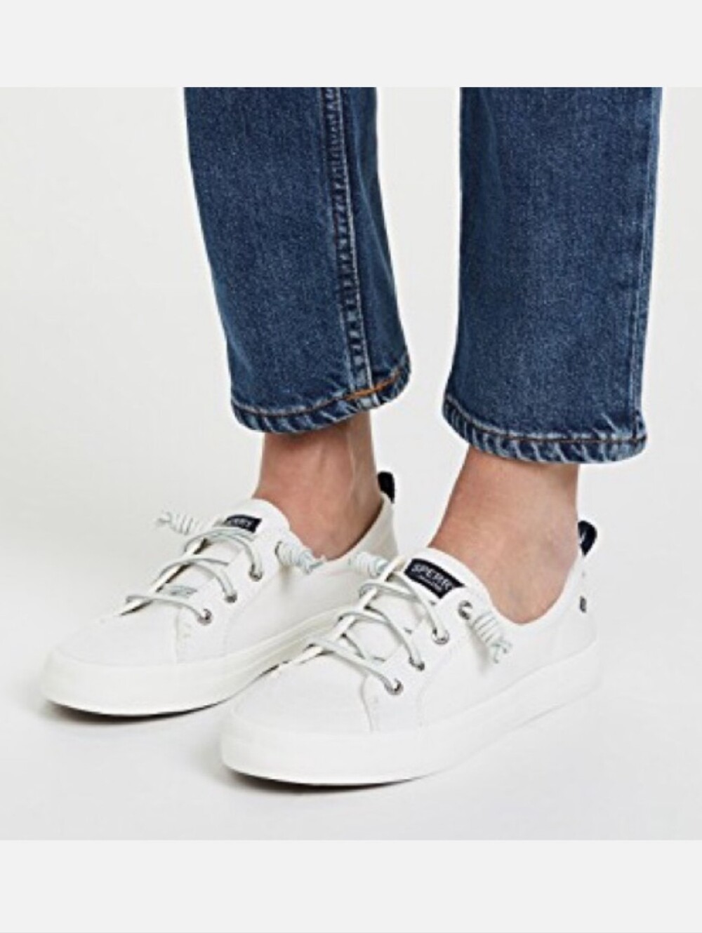 Sperry White Crest Vibe Linen White Slip On Boat Sneakers STS99250 Women's 10M